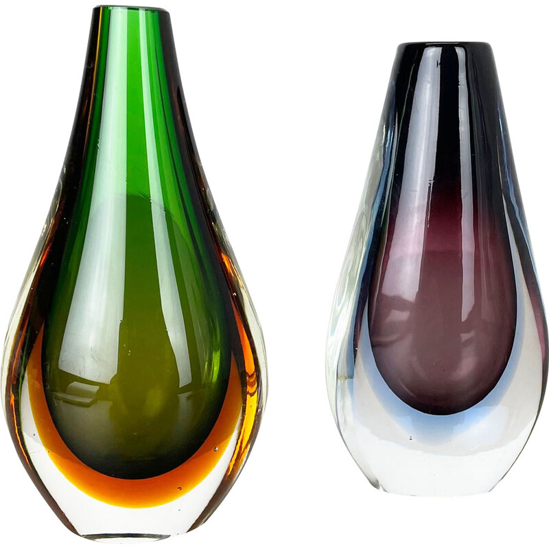 Paire de vases vintage - sommerso verre murano