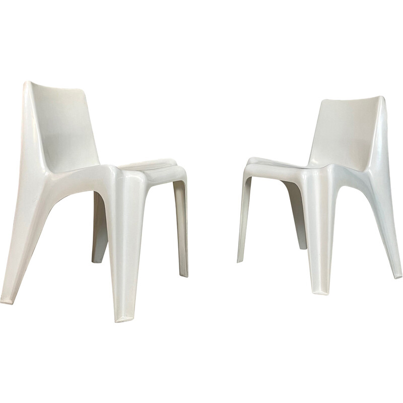 Pair of vintage stacking chairs "Ba 1171" in fiberglass by Helmut Bätzner for Bofinger, Germany 1960s