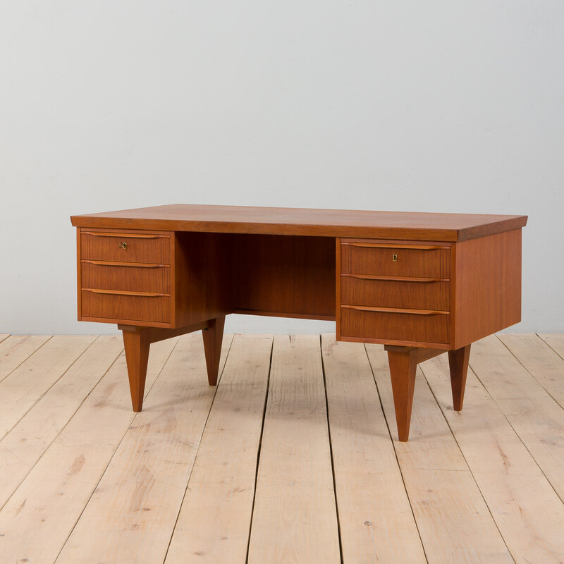 Danish vintage teak executive desk, 1960s