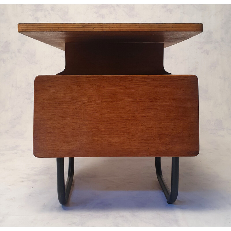 Vintage eikenhouten bureau van Robert Charroy voor Mobilor, 1955