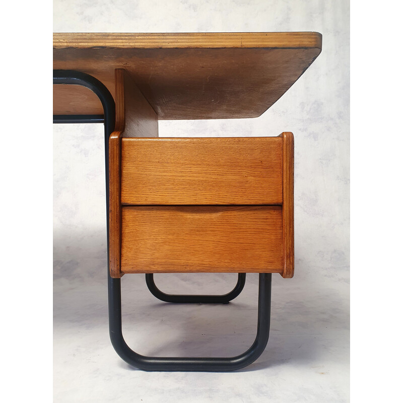 Mesa de carvalho vintage de Robert Charroy para Mobilor, 1955