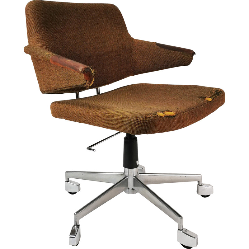 Vintage metal, chrome and fabric desk chair by Jacob Jensen for Labofa, Denmark 1960s