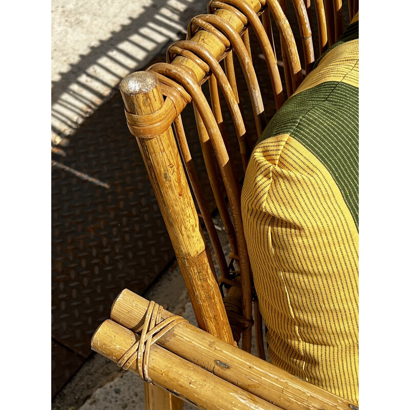 Vintage bamboo and rattan living room set, Italy 1960