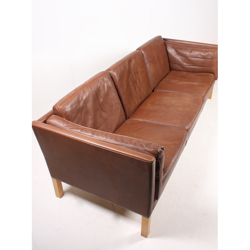 Vintage Danish Three-Seater Leather Sofa from Ivan Schlecter - 1960s