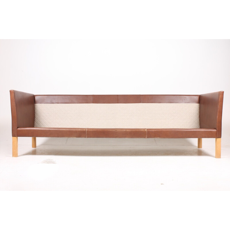 Vintage Danish Three-Seater Leather Sofa from Ivan Schlecter - 1960s