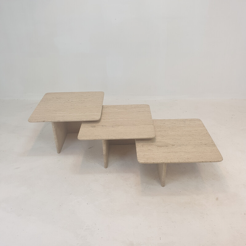 Italian vintage travertine nesting tables, 1980s