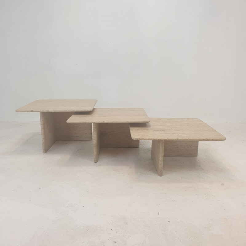 Italian vintage travertine nesting tables, 1980s