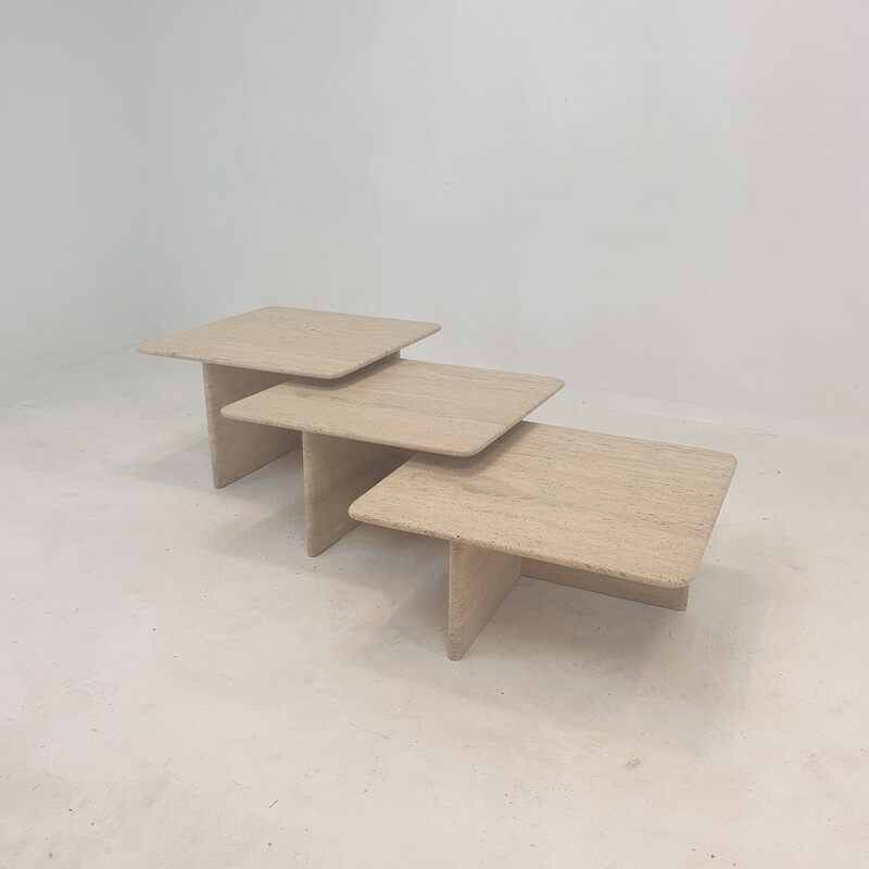 Italian vintage travertine nesting tables, 1980s