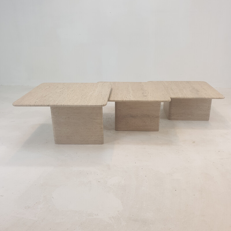 Italian vintage travertine nesting tables, 1980s