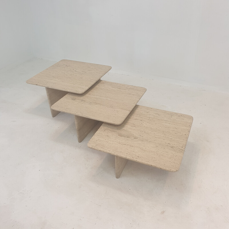 Italian vintage travertine nesting tables, 1980s