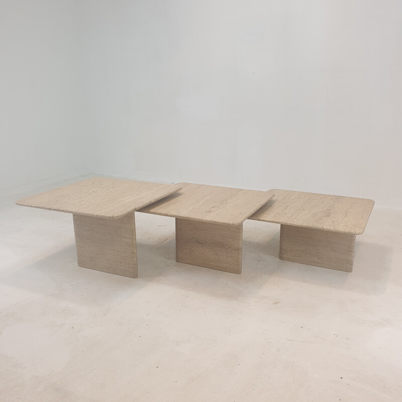 Italian vintage travertine nesting tables, 1980s