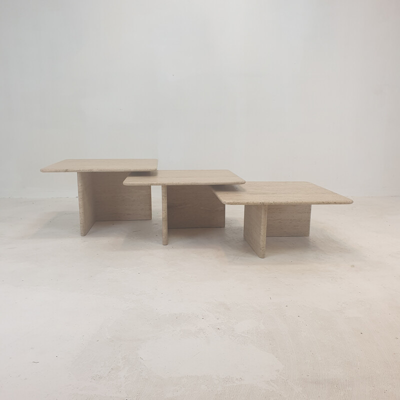 Italian vintage travertine nesting tables, 1980s