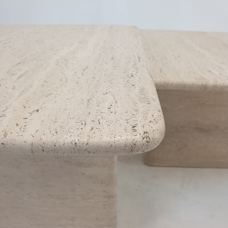 Italian vintage travertine nesting tables, 1980s