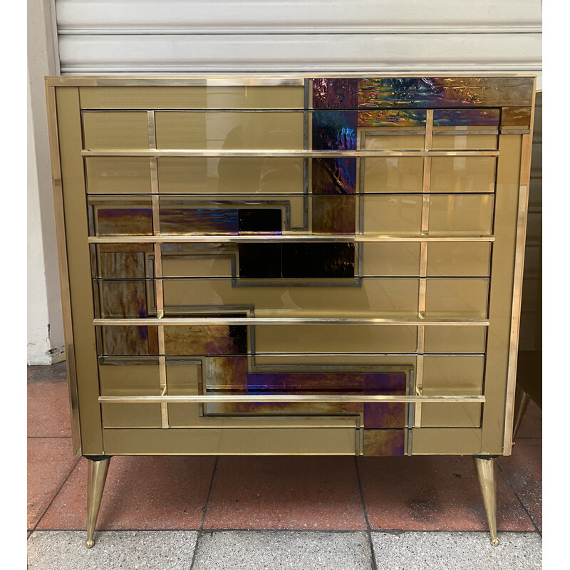 Par de caixas de gavetas douradas, 1970-1980