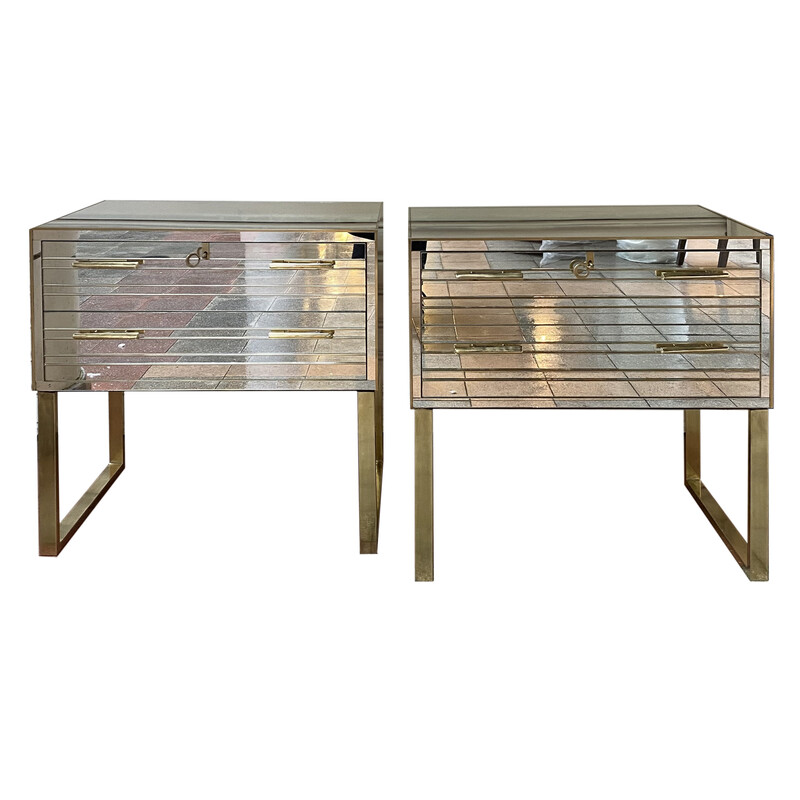 Pair of vintage Italian mirrored dressers, 1970-1980