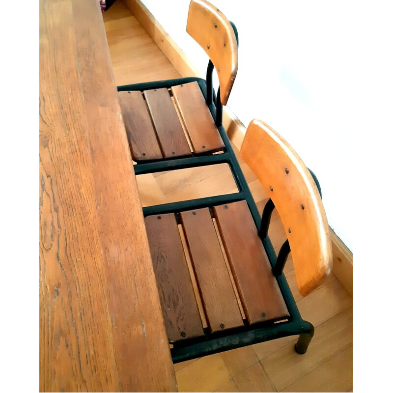 Vintage school desk in beechwood, 1950