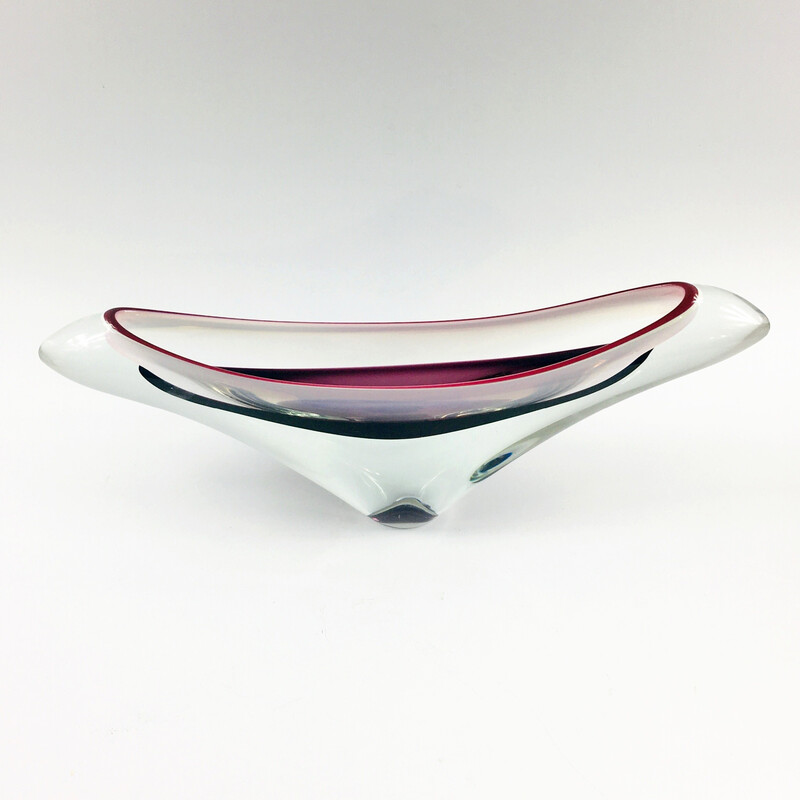 Mid century Scandinavian Art Glass centerpiece by Paul Kedelv for Flygsfors, Sweden 1950s