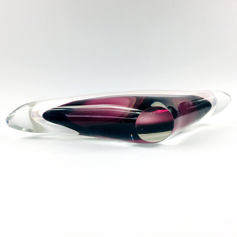 Mid century Scandinavian Art Glass centerpiece by Paul Kedelv for Flygsfors, Sweden 1950s