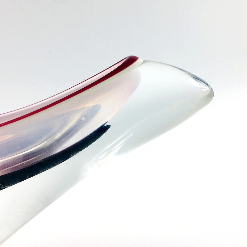 Mid century Scandinavian Art Glass centerpiece by Paul Kedelv for Flygsfors, Sweden 1950s