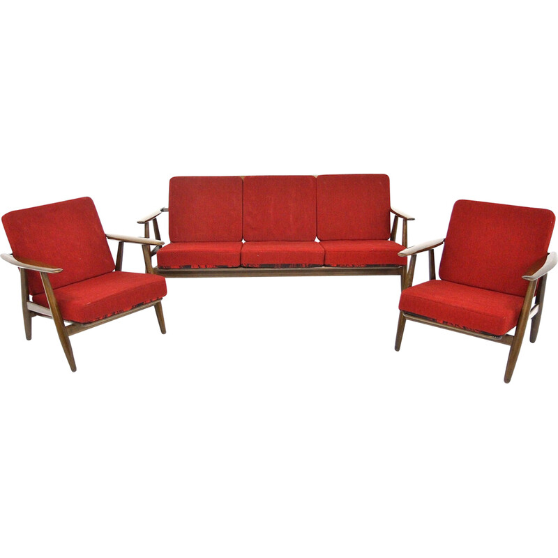 Conjunto Vintage lounge "Cadeira de charuto Ge 240" de Hans J. Wegner, Dinamarca 1960