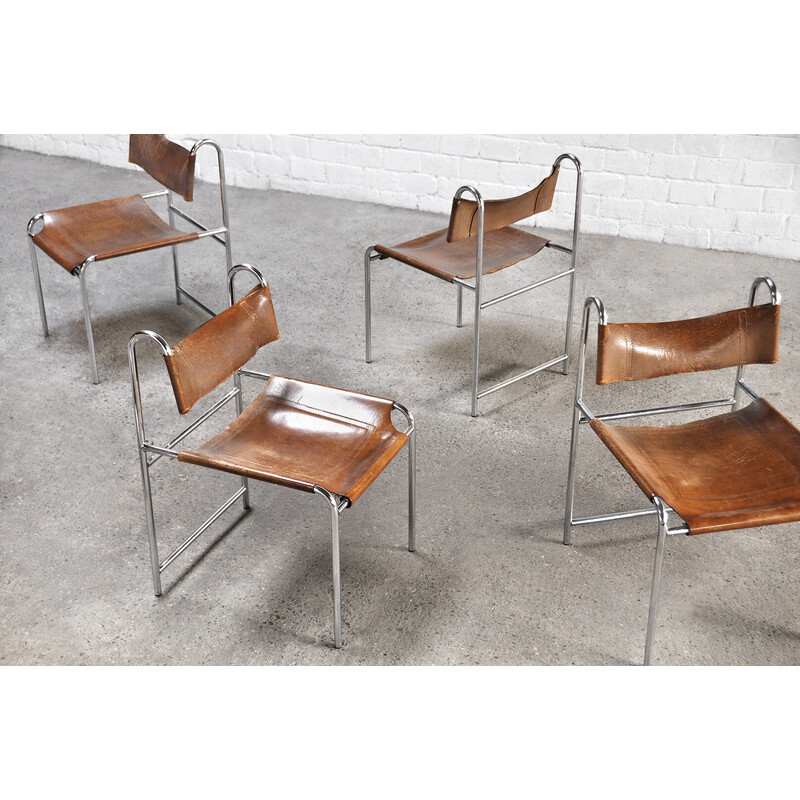 Ensemble de 4 chaises françaises vintage par Pascal Mourgue, 1970