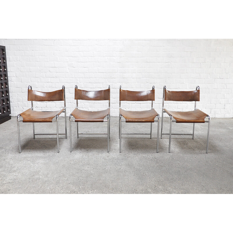 Conjunto de 4 cadeiras de jantar francesas vintage de Pascal Mourgue, década de 1970