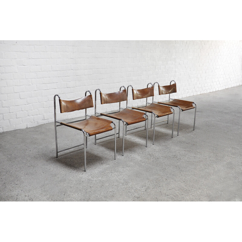 Set van 4 vintage Franse eetkamerstoelen van Pascal Mourgue, 1970