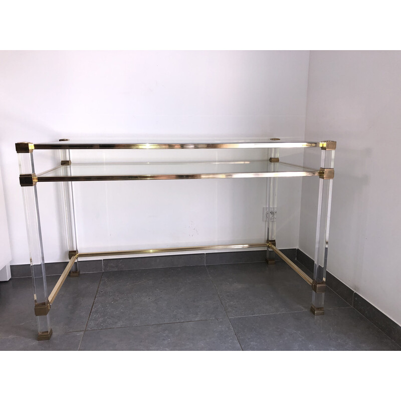 Vintage glass and altuglas desk by Pierre Vandel