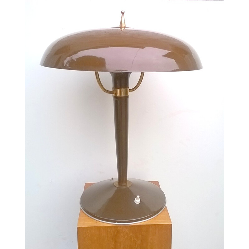 Lampe de table vintage marron italienne - 1950