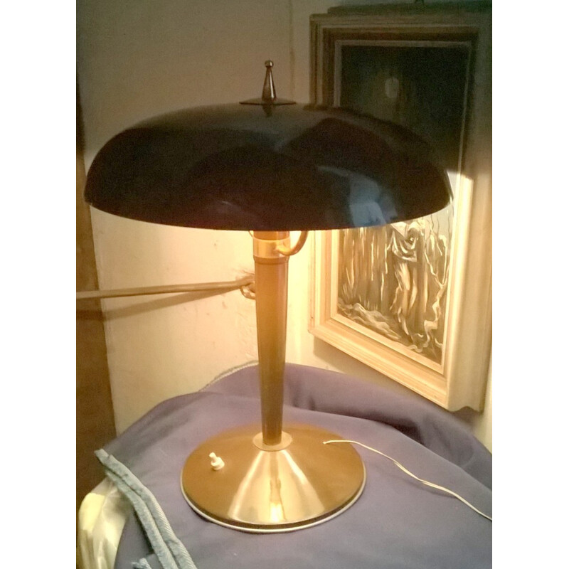 Lampe de table vintage marron italienne - 1950