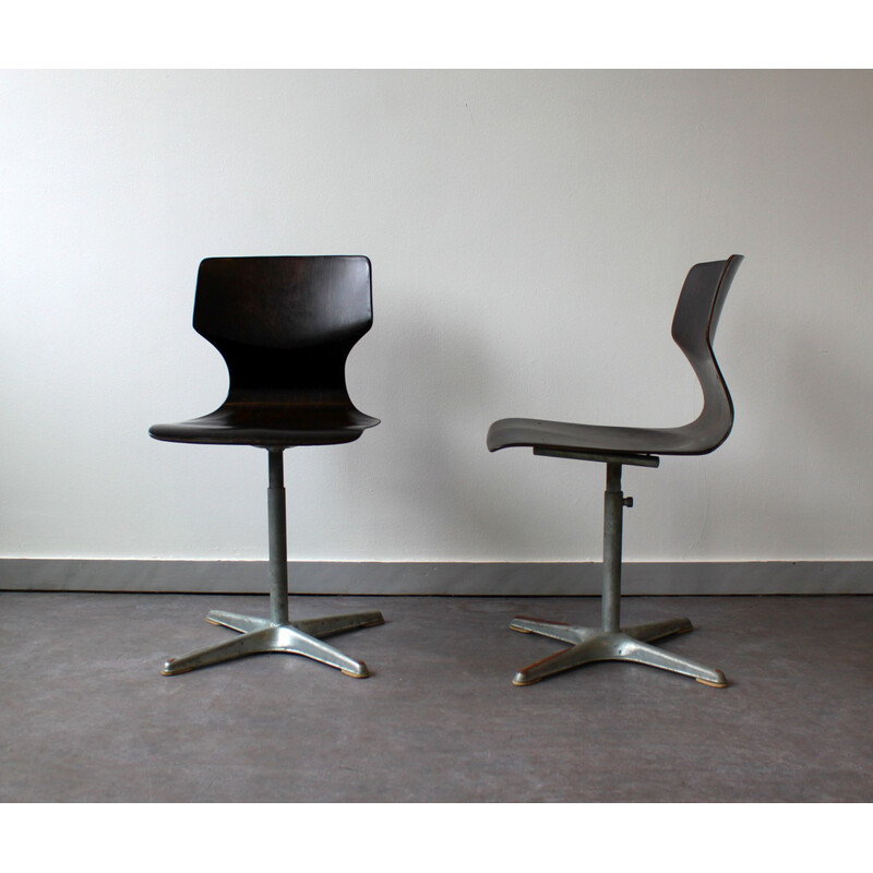 Pair of vintage evolving chairs by Adam Stegner for Flötotto Pagholz, 1970
