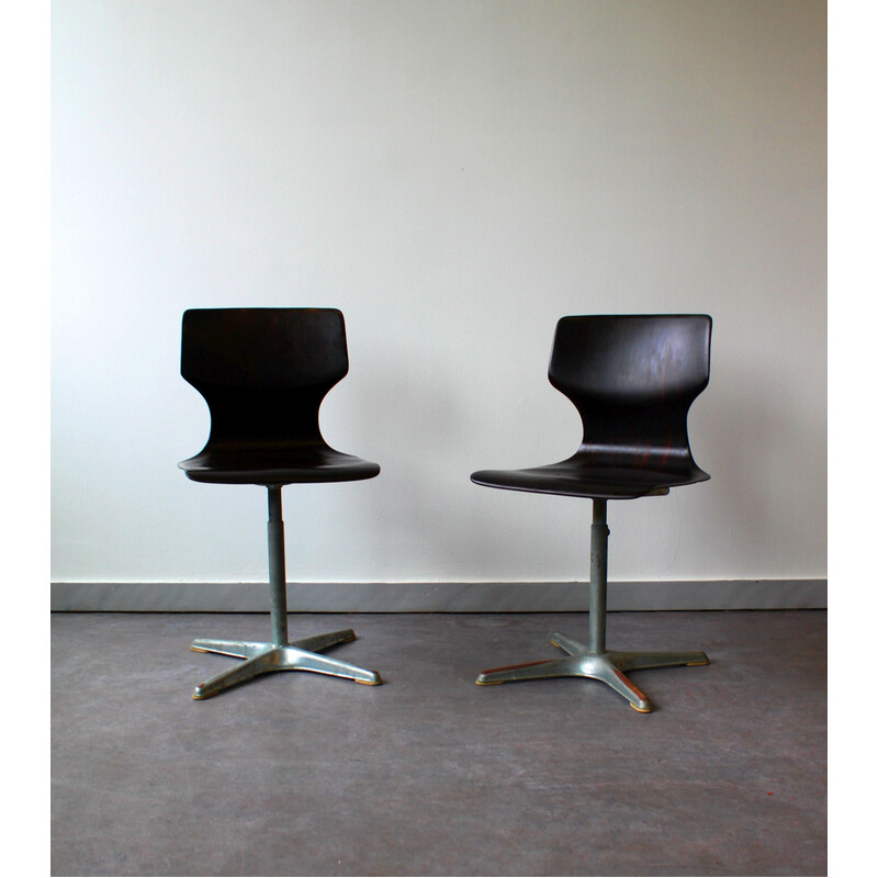 Pair of vintage evolving chairs by Adam Stegner for Flötotto Pagholz, 1970