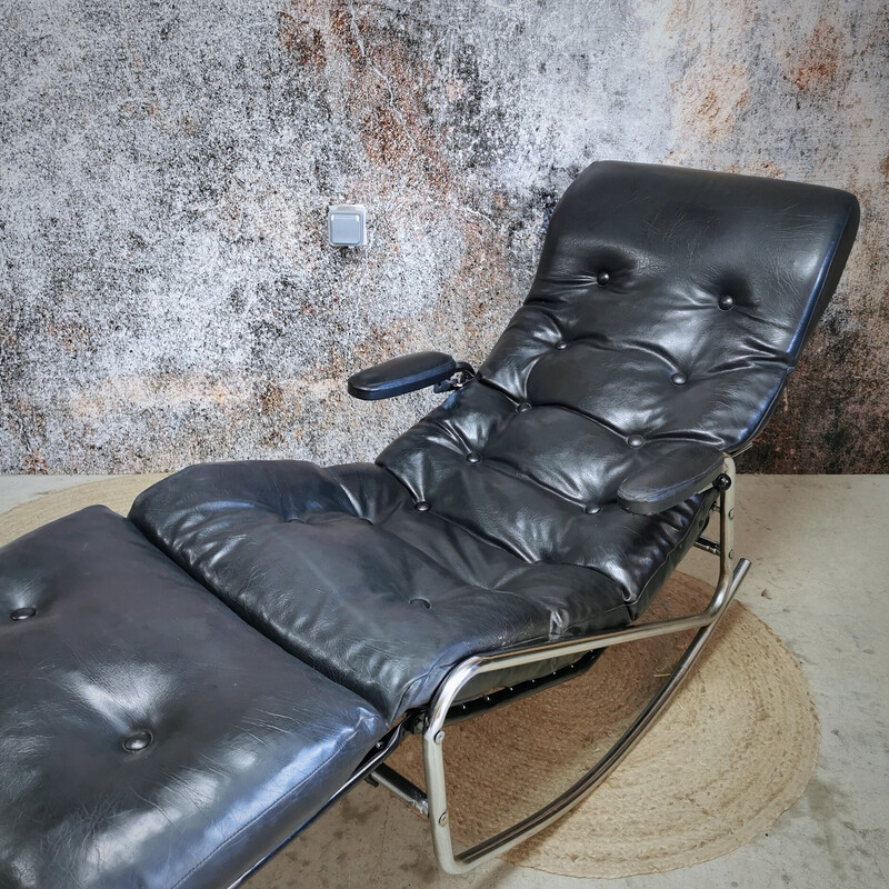 Banmüller vintage rocking chair in black leather