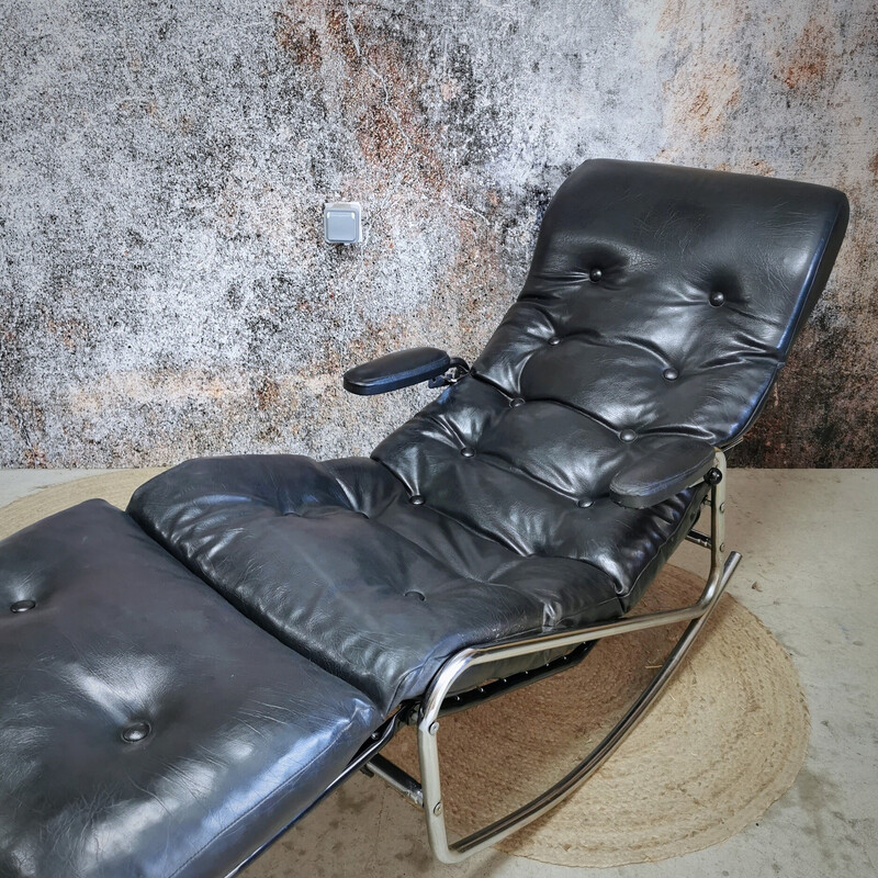 Cadeira de baloiço Banmüller em couro preto