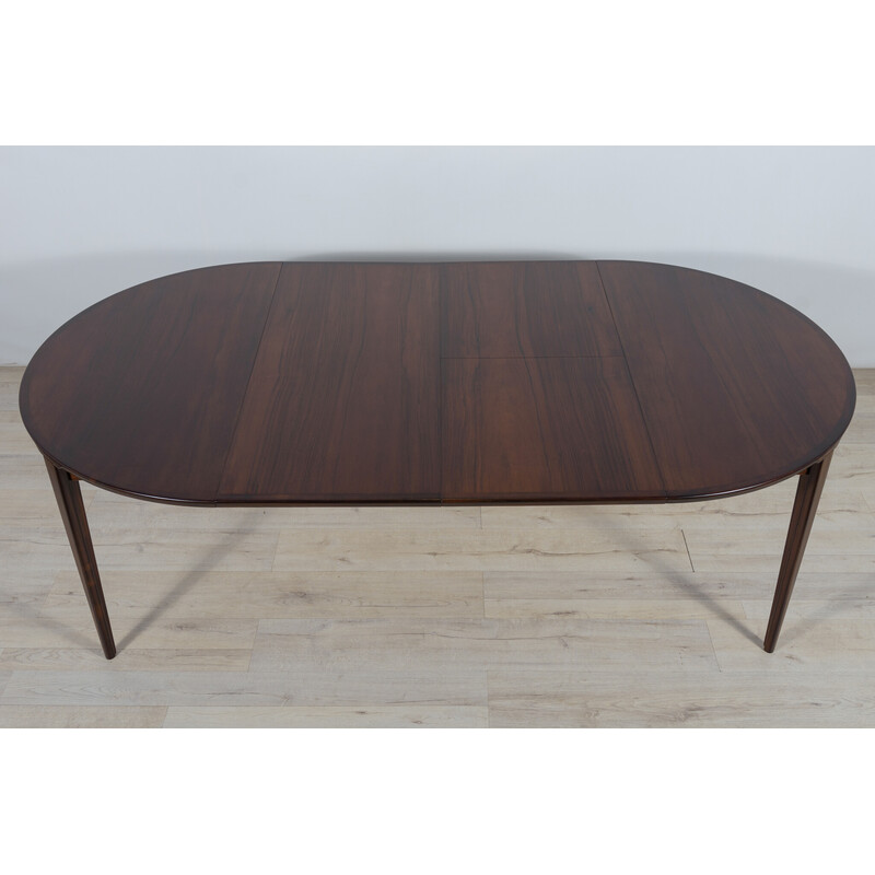 Mid-century round rosewood dining table by Henry Rosengren Hansen for Brande Mobel Industry, 1960s