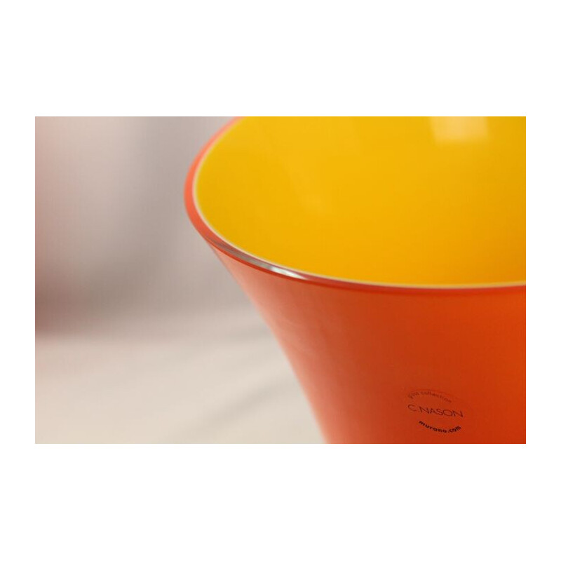 Vaso arancione vintage di Carlo Nason