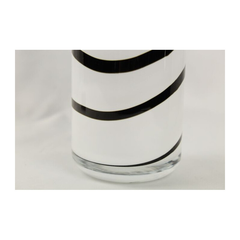 Vintage black and white Murano glass vase by Carlo Nason