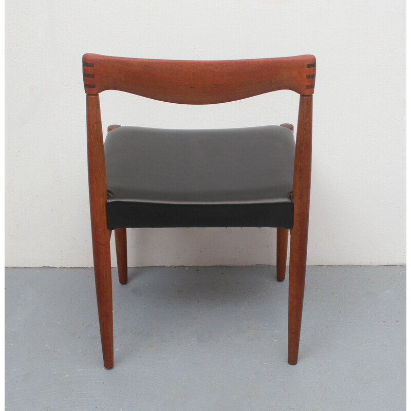 Cadeira Vintage em teca e couro por H.W.Klein para Bramin, década de 1960