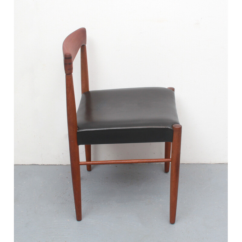 Vintage stoel in teak en leer van H.W.Klein voor Bramin, jaren 1960