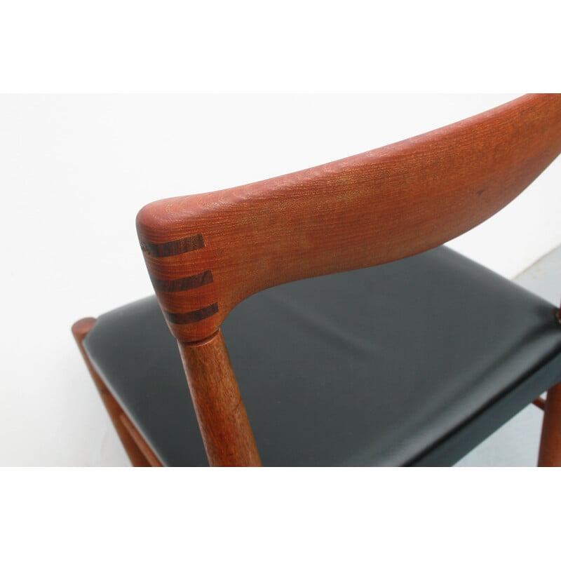 Vintage chair in teak and leather by H.W.Klein for Bramin, 1960s