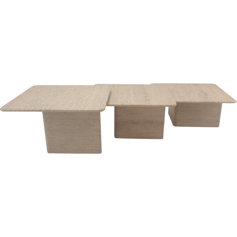 Italian vintage travertine nesting tables, 1980s