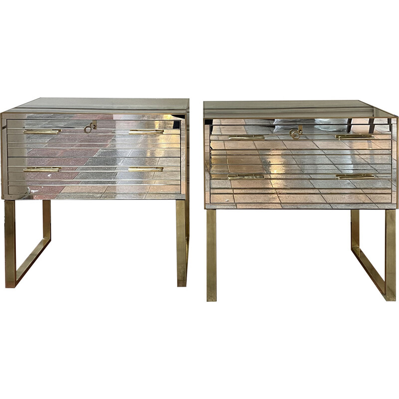 Pair of vintage Italian mirrored dressers, 1970-1980