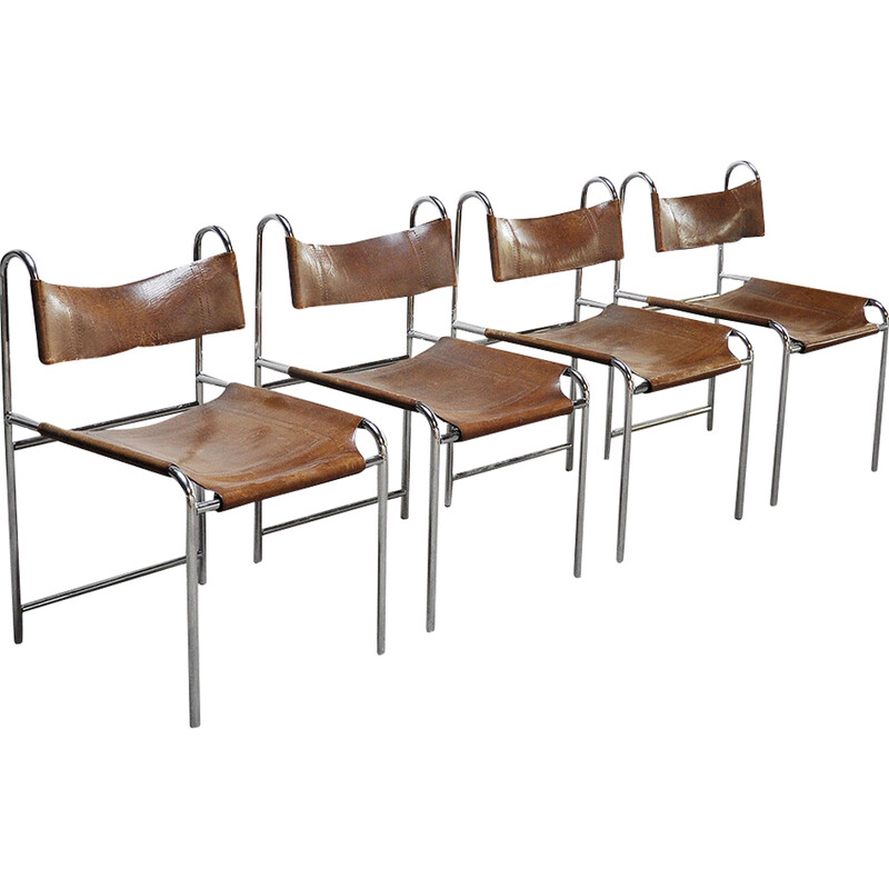 Set di 4 sedie da pranzo vintage francesi di Pascal Mourgue, anni '70