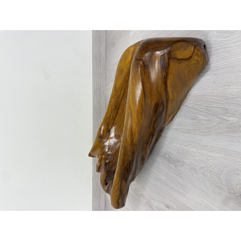 Vintage sculpture in solid Olive wood, 1970