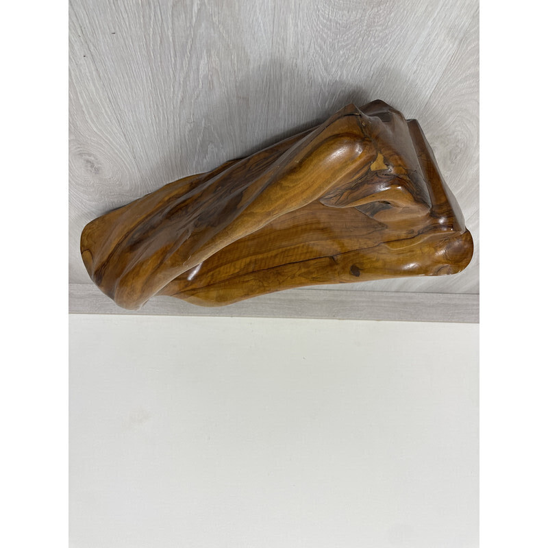 Vintage sculpture in solid Olive wood, 1970