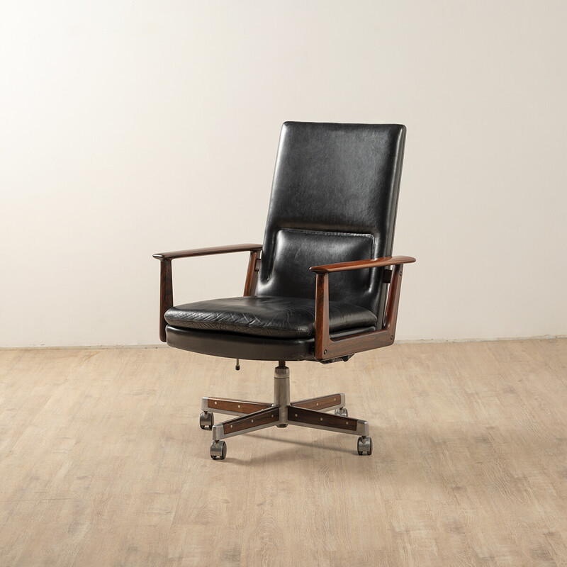 Vintage office chair in Rio rosewood and leather model 419 by Arne Vodder