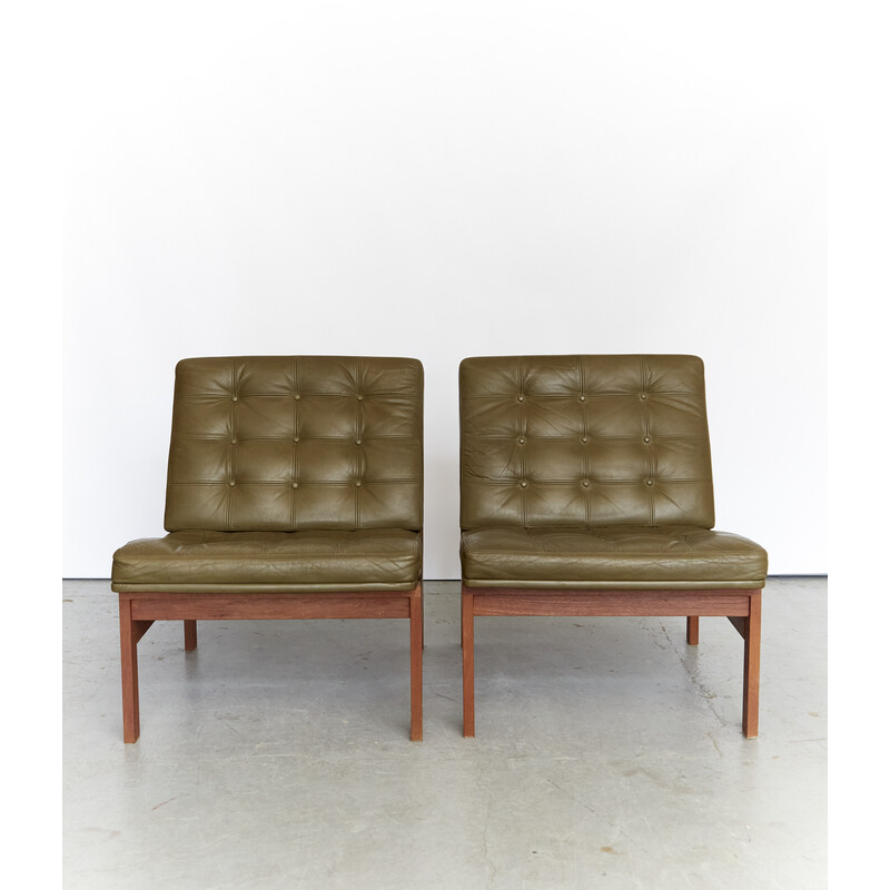 Paar vintage 175 lederen fauteuils van Ole Gjerlov-Knudsen