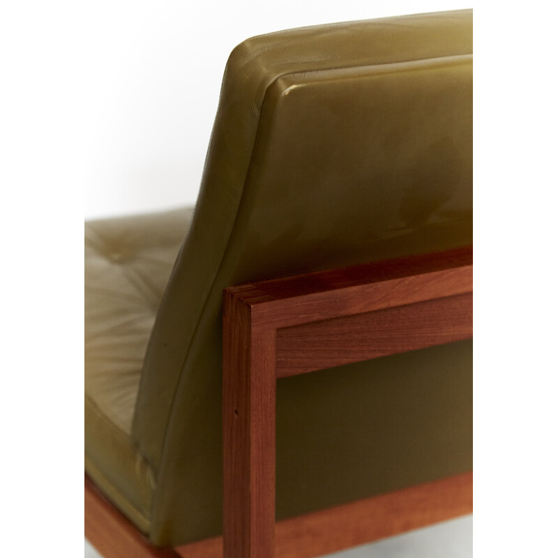 Pair of vintage 175 leather armchairs by Ole Gjerlov-Knudsen & Torben Lind for France & Sønn, Denmark