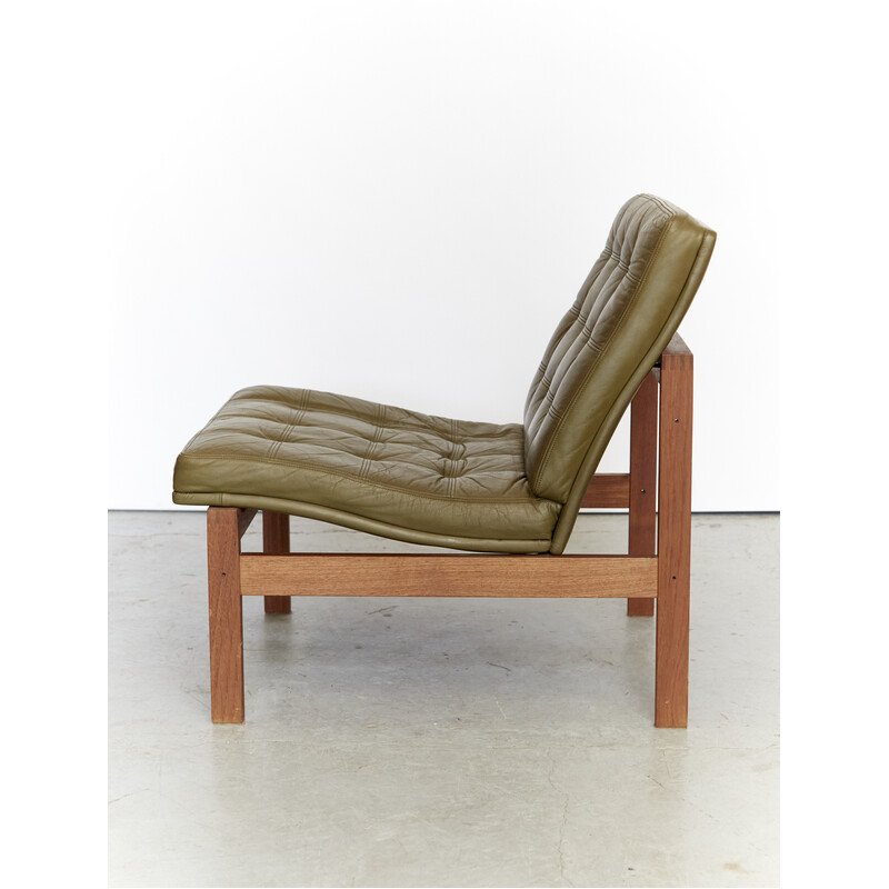 Pair of vintage 175 leather armchairs by Ole Gjerlov-Knudsen & Torben Lind for France & Sønn, Denmark