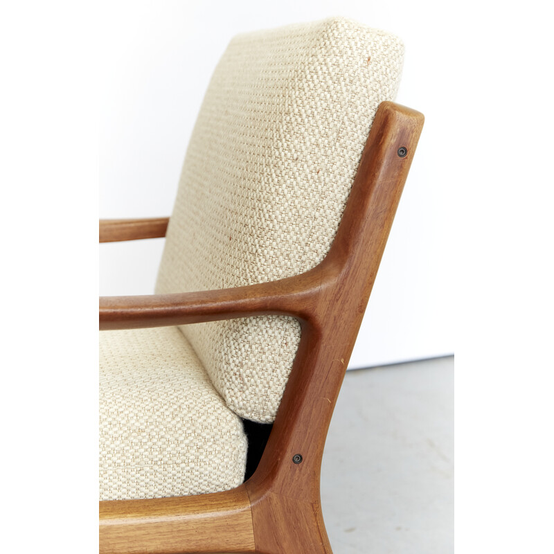 Cadeira Vintage Senator lounge em teca e lã de Ole Wanscher para França